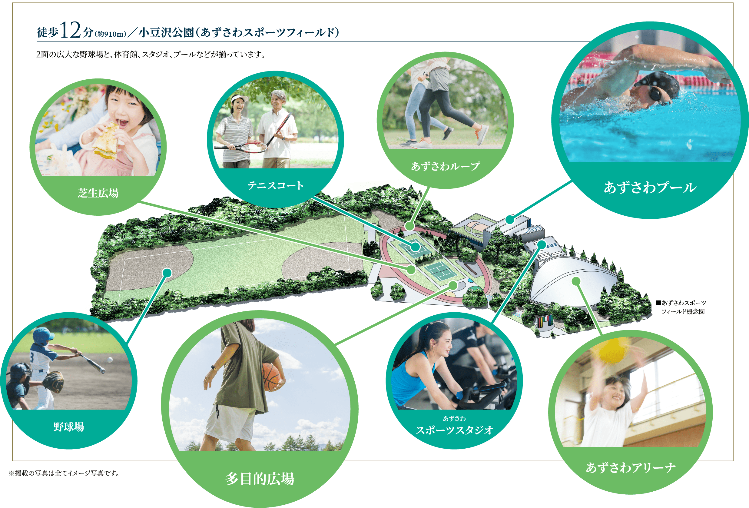 徒歩12分／小豆沢公園（あずさわスポーツフィールド）