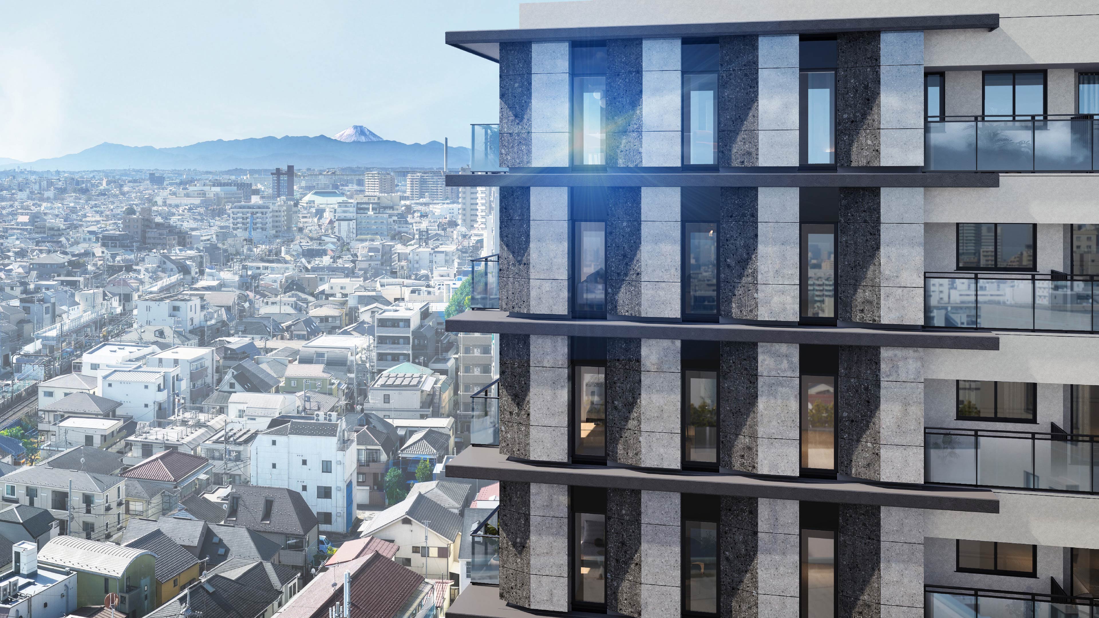 外観完成予想CG（西側を望む）