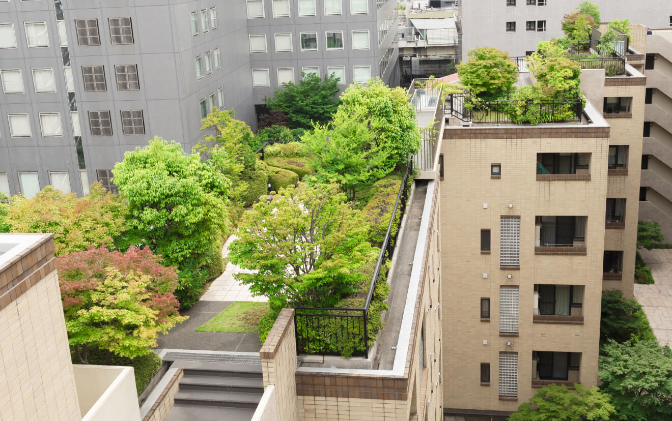 アトラス江戸川アパートメントの屋上庭園